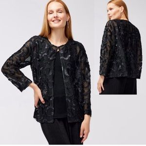 NWT Chicos Travelers Soutache Jacket Black Size 3